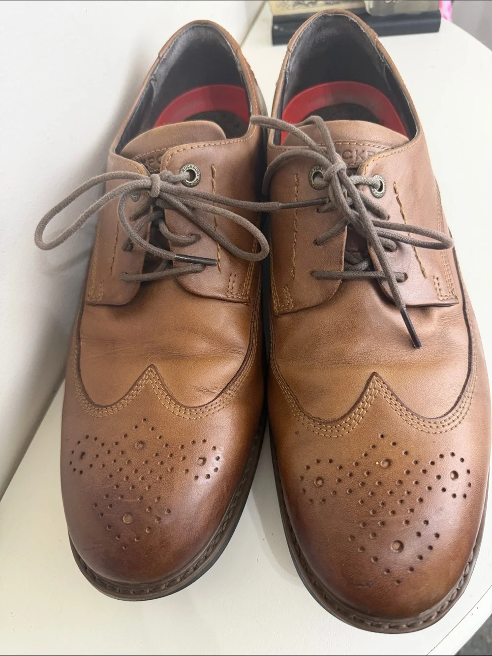 (S-2430) Rockport CB Men's Classic Brown Leather Lace-Up Dress Shoes, Size: 10.5